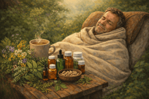 Mann in der Natur und Heilmittel