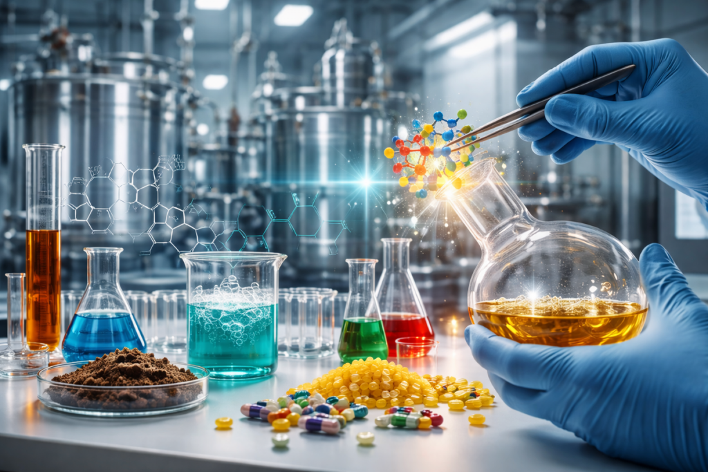 Industrielle Chemie arbeitet durch zerlegen