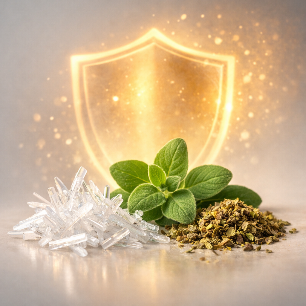 Thymol Kristalle, Oregano, wärme Wirkung